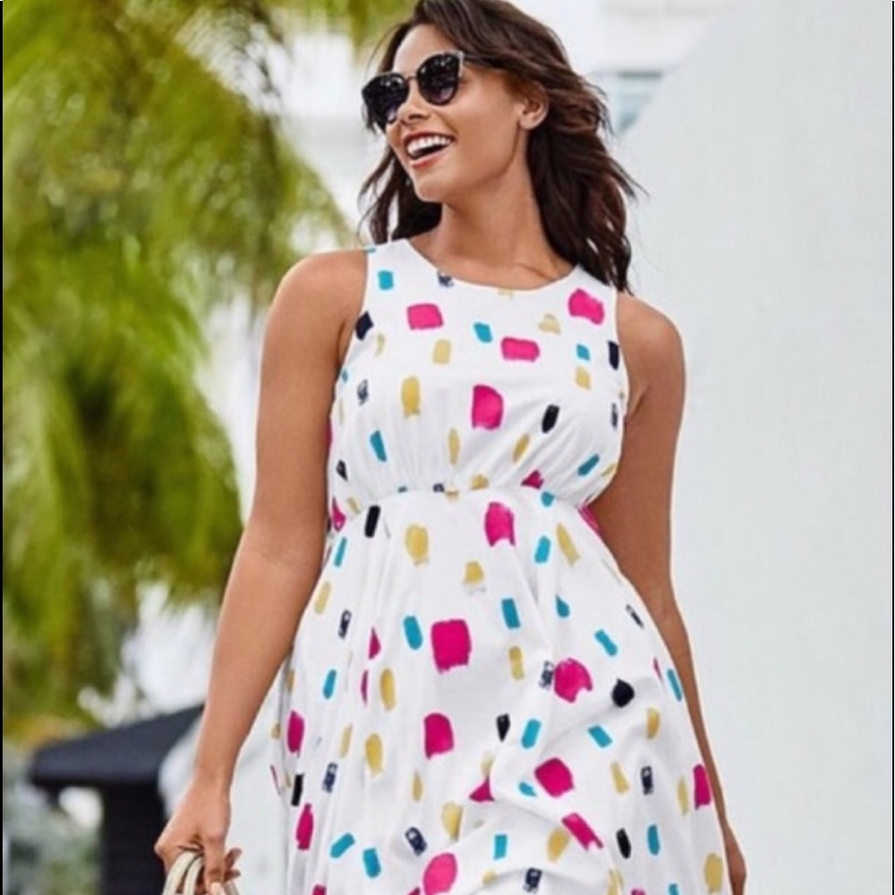 Lane Bryant Paint and Stroke Fit and Flare dress